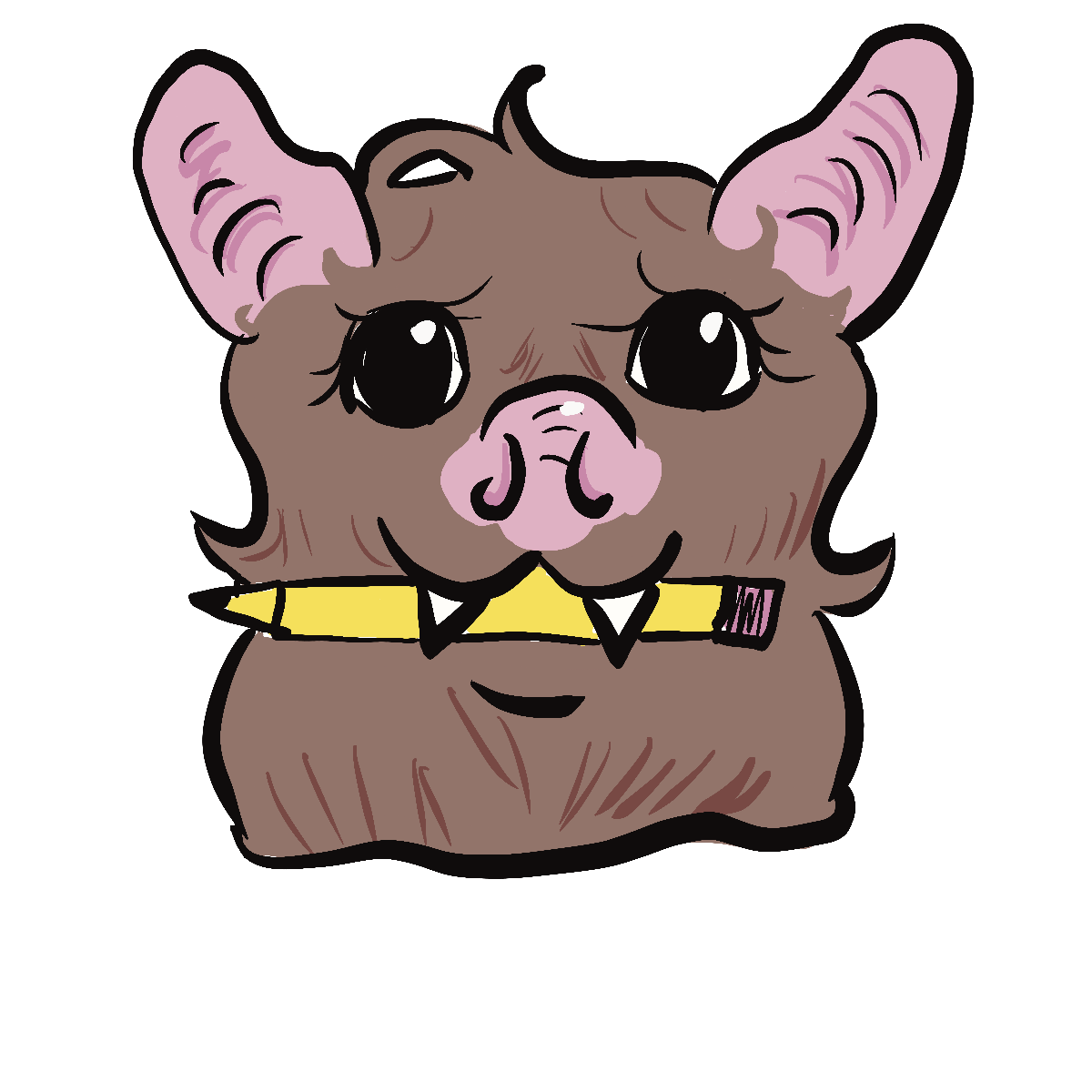 This image features a cute bat holding a pencil